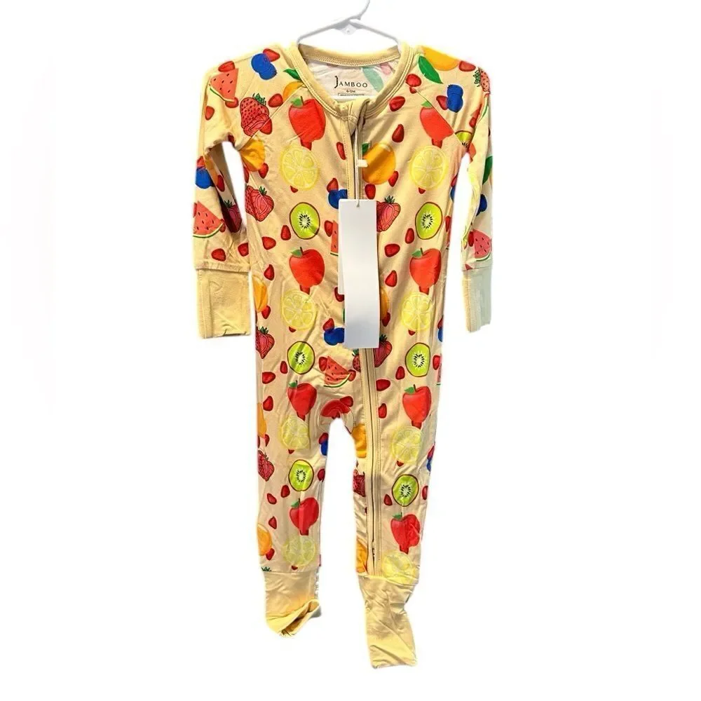 NWT Jamboo Infant Vibrant Yellow Convertible One Piece Bamboo Pajamas 6-12M